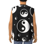 Black And White Yin Yang Pattern Print Sleeveless Baseball Jersey