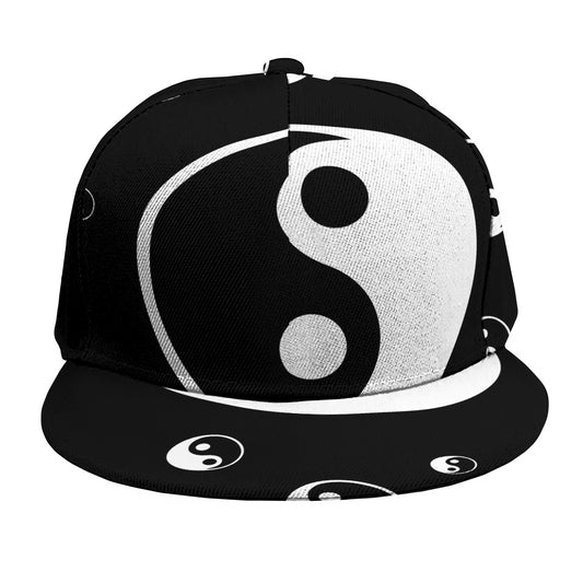 Black And White Yin Yang Pattern Print Snapback Cap