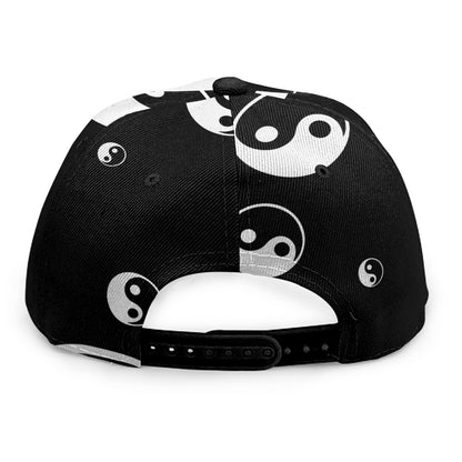 Black And White Yin Yang Pattern Print Snapback Cap