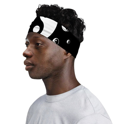 Black And White Yin Yang Pattern Print Sports Headband