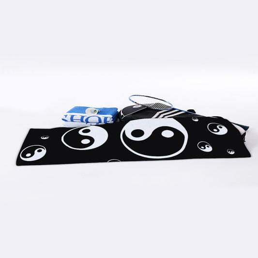 Black And White Yin Yang Pattern Print Sports Towel