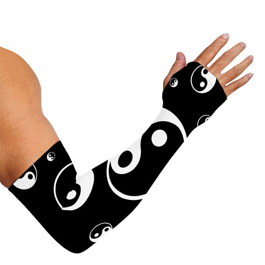 Black And White Yin Yang Pattern Print Sun Protection Arm Sleeves
