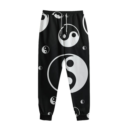 Black And White Yin Yang Pattern Print Sweatpants