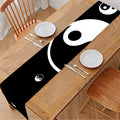 Black And White Yin Yang Pattern Print Table Runner