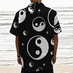 Black And White Yin Yang Pattern Print Textured Short Sleeve Shirt