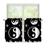 Black And White Yin Yang Pattern Print Tier Curtains