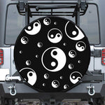 Black And White Yin Yang Pattern Print Tire Cover