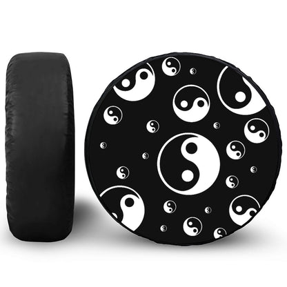 Black And White Yin Yang Pattern Print Tire Cover