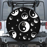 Black And White Yin Yang Pattern Print Tire Cover With Camera Hole