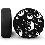 Black And White Yin Yang Pattern Print Tire Cover With Camera Hole