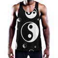 Black And White Yin Yang Pattern Print Men's Workout Tank Top