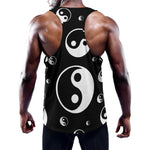 Black And White Yin Yang Pattern Print Training Tank Top