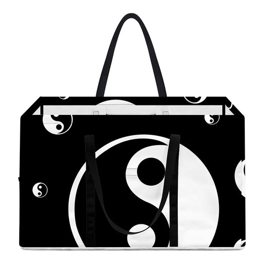 Black And White Yin Yang Pattern Print Utility Tote Bag