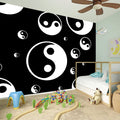 Black And White Yin Yang Pattern Print Wall Sticker