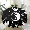 Black And White Yin Yang Pattern Print Waterproof Round Tablecloth