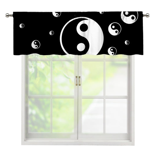 Black And White Yin Yang Pattern Print Window Valance