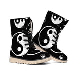 Black And White Yin Yang Pattern Print Winter Boots