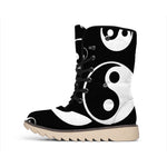 Black And White Yin Yang Pattern Print Winter Boots