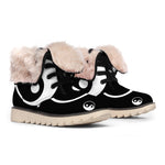 Black And White Yin Yang Pattern Print Winter Boots
