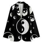 Black And White Yin Yang Pattern Print Women's Blazer