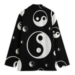 Black And White Yin Yang Pattern Print Women's Blazer