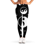 Black And White Yin Yang Pattern Print Women's Leggings