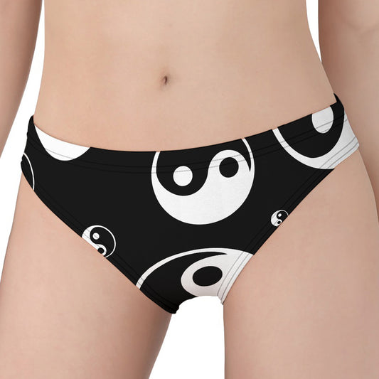 Black And White Yin Yang Pattern Print Women's Panties