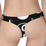 Black And White Yin Yang Pattern Print Women's Thong