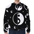 Black And White Yin Yang Pattern Print Zip Sleeve Bomber Jacket