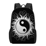 Black And White Yin Yang Sun Print 17 Inch Backpack