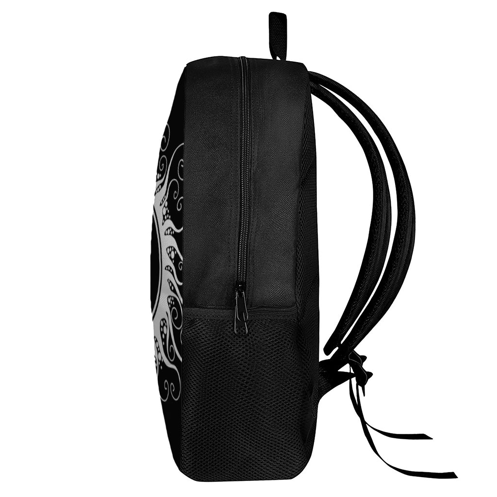 Black And White Yin Yang Sun Print 17 Inch Backpack