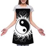 Black And White Yin Yang Sun Print Adjustable Apron