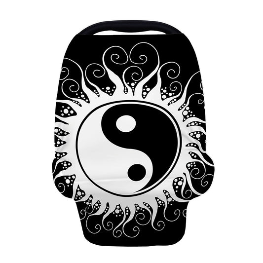 Black And White Yin Yang Sun Print Baby Seat Cover
