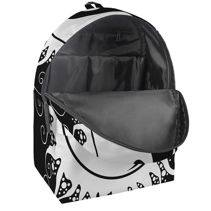 Black And White Yin Yang Sun Print Backpack