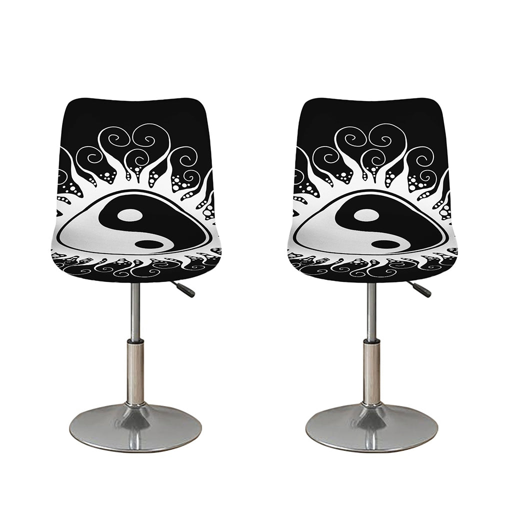Black And White Yin Yang Sun Print Bar Stool Covers