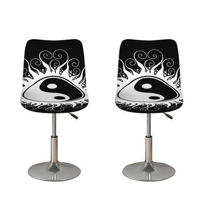 Black And White Yin Yang Sun Print Bar Stool Covers