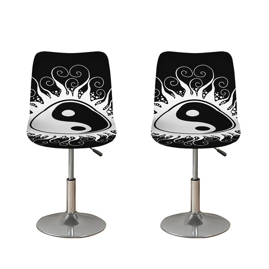 Black And White Yin Yang Sun Print Bar Stool Covers