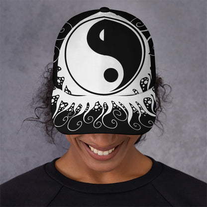 Black And White Yin Yang Sun Print Baseball Cap