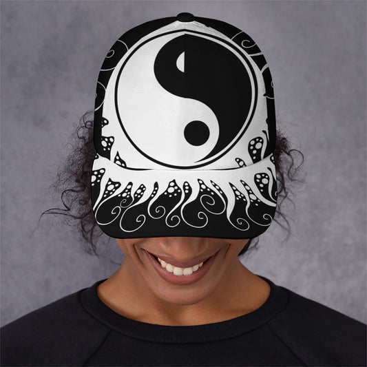 Black And White Yin Yang Sun Print Baseball Cap