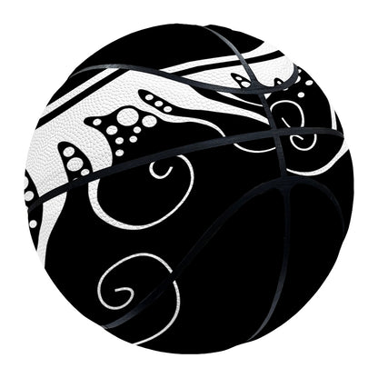 Black And White Yin Yang Sun Print Basketball