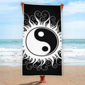 Black And White Yin Yang Sun Print Beach Towel