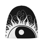 Black And White Yin Yang Sun Print Beanie