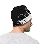 Black And White Yin Yang Sun Print Beanie