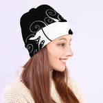 Black And White Yin Yang Sun Print Beanie