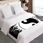 Black And White Yin Yang Sun Print Bed Runner
