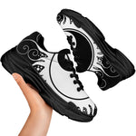 Black And White Yin Yang Sun Print Black Chunky Shoes