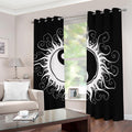 Black And White Yin Yang Sun Print Dimout Grommet Curtains