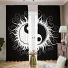 Black And White Yin Yang Sun Print Blackout Pencil Pleat Curtains