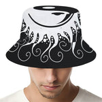 Black And White Yin Yang Sun Print Bucket Hat