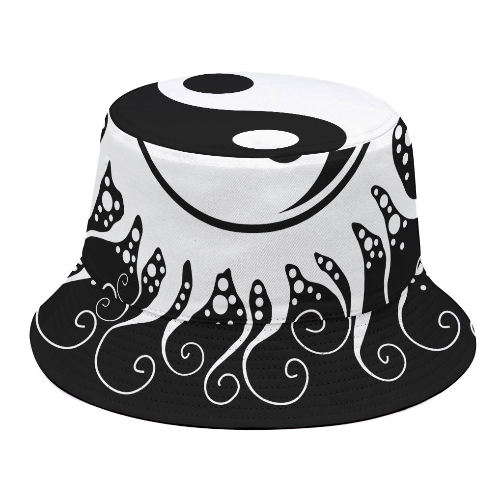Black And White Yin Yang Sun Print Bucket Hat